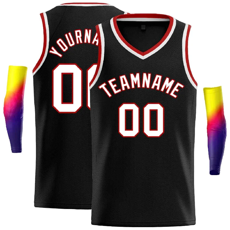 Basketball Jersey for Maximum Breathability and Flexibility-Custom Black Red-White Classic Tops Men Casual Basketball Jersey