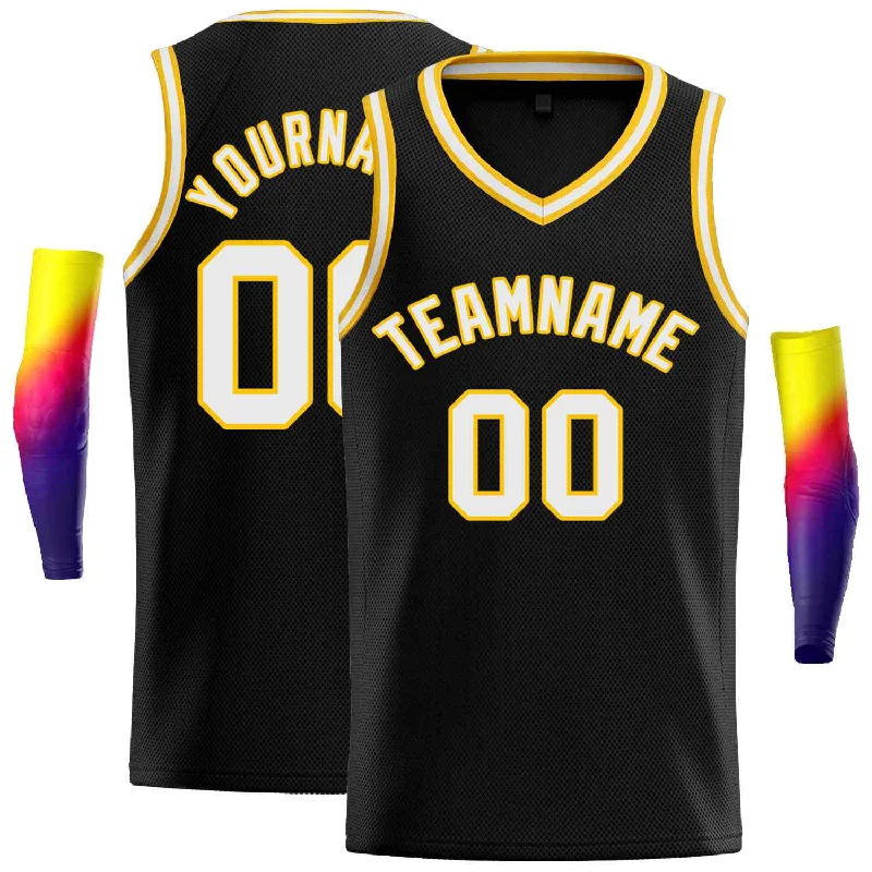 Basketball Jersey for Full Coverage and Freedom of Movement-Custom Black Red-Yellow Classic Tops Men Casual Basketball Jersey