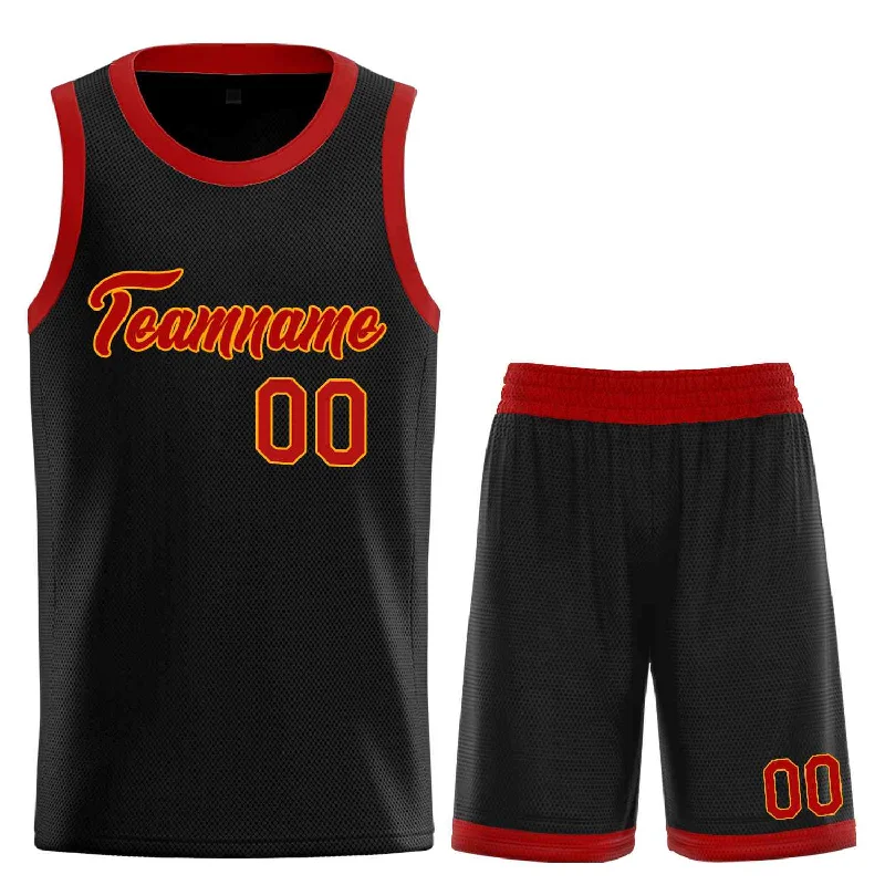 Basketball Jersey for Maximum Comfort and Flexibility-Custom Black Red-Yellow Heal Sports Uniform Classic Sets Basketball Jersey