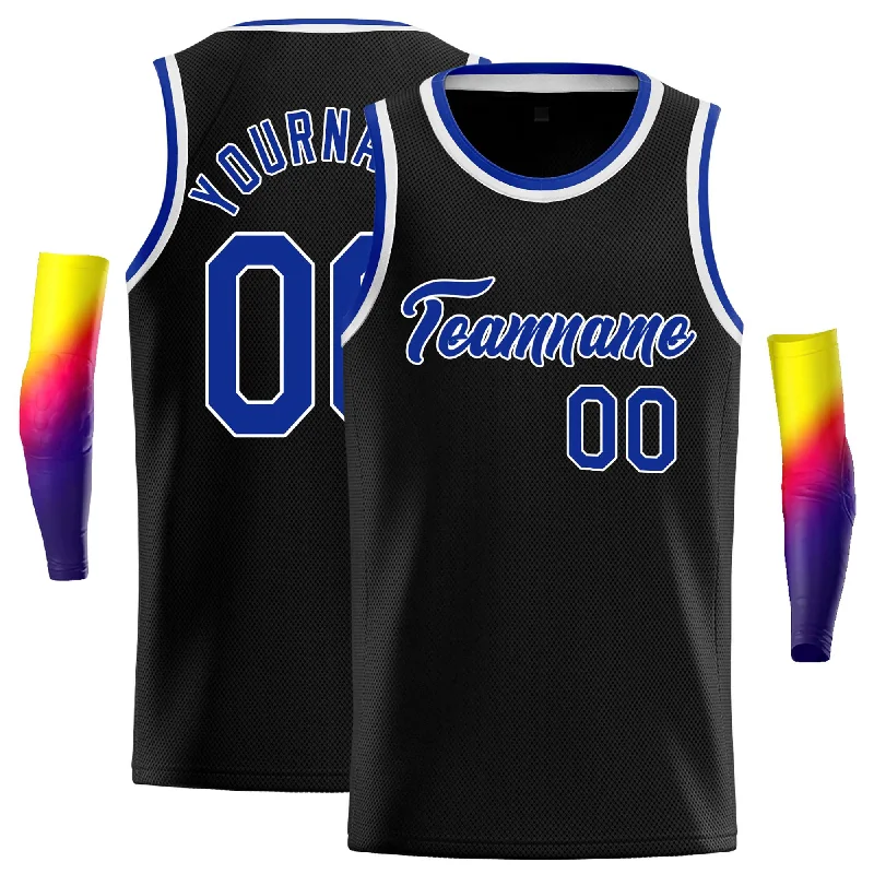 Basketball Jersey for Comfortable Wear and Agility-Custom Black Royal-White Classic Tops Casual Basketball Jersey