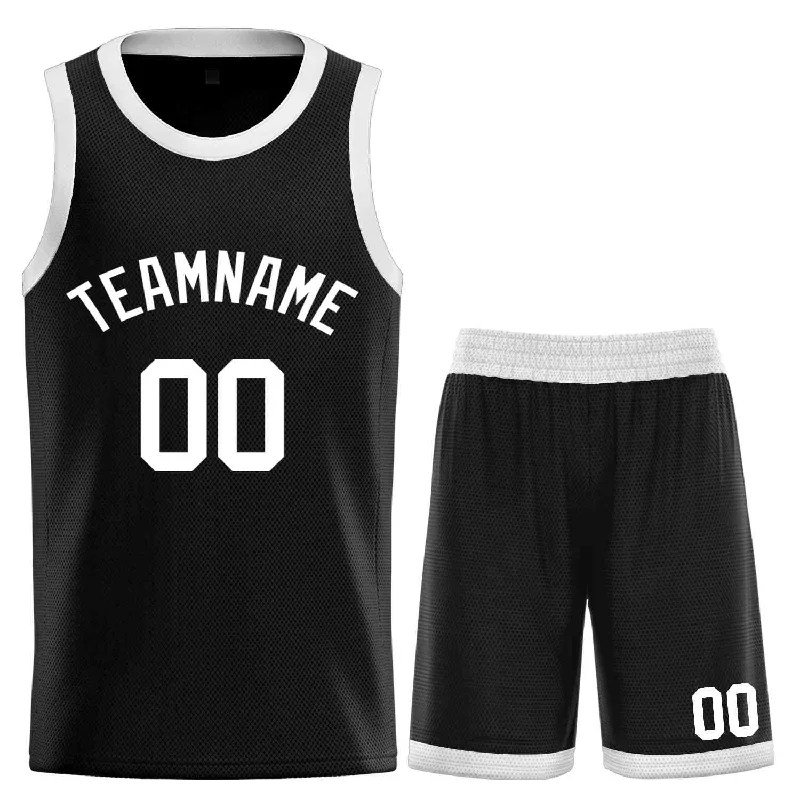 Basketball Jersey with Comfortable Design for Players-Custom Black White-Classic Sets Curved Basketball Jersey