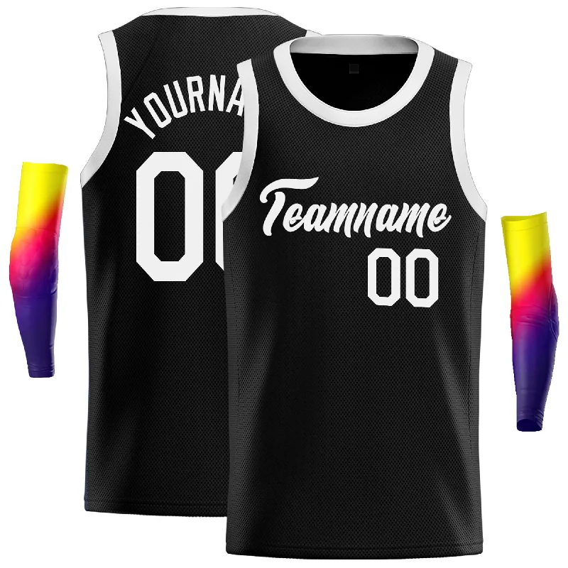 Basketball Jersey for Best Performance and Durability-Custom Black White Classic Tops Casual Basketball Jersey