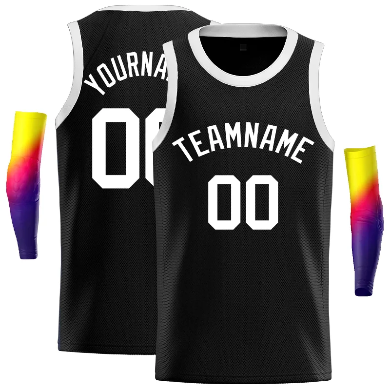 Basketball Jersey with Stretchable Fit for Maximum Comfort-Custom Black White Classic Tops Casual Basketball Jersey