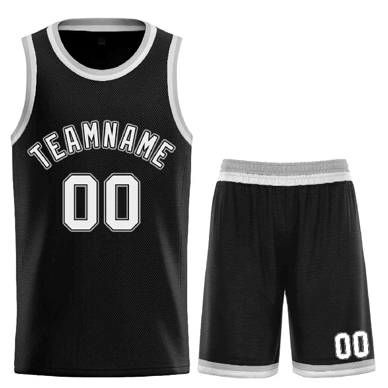 Basketball Jersey for High-Speed Performance-Custom Black White-Gray Classic Sets Curved Basketball Jersey