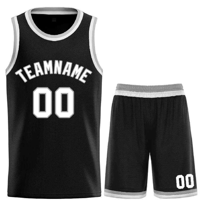 Basketball Jersey for Ultimate Breathability-Custom Black White-Gray Classic Sets Curved Basketball Jersey