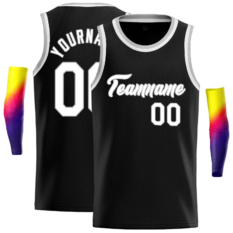 Basketball Jersey for Pro-Level Quality and Style-Custom Black White-Gray Classic Tops Casual Basketball Jersey