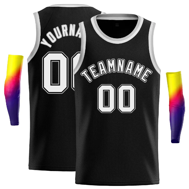 Basketball Jersey for Fast-Paced Movement and Flexibility-Custom Black White-Gray Classic Tops Casual Basketball Jersey