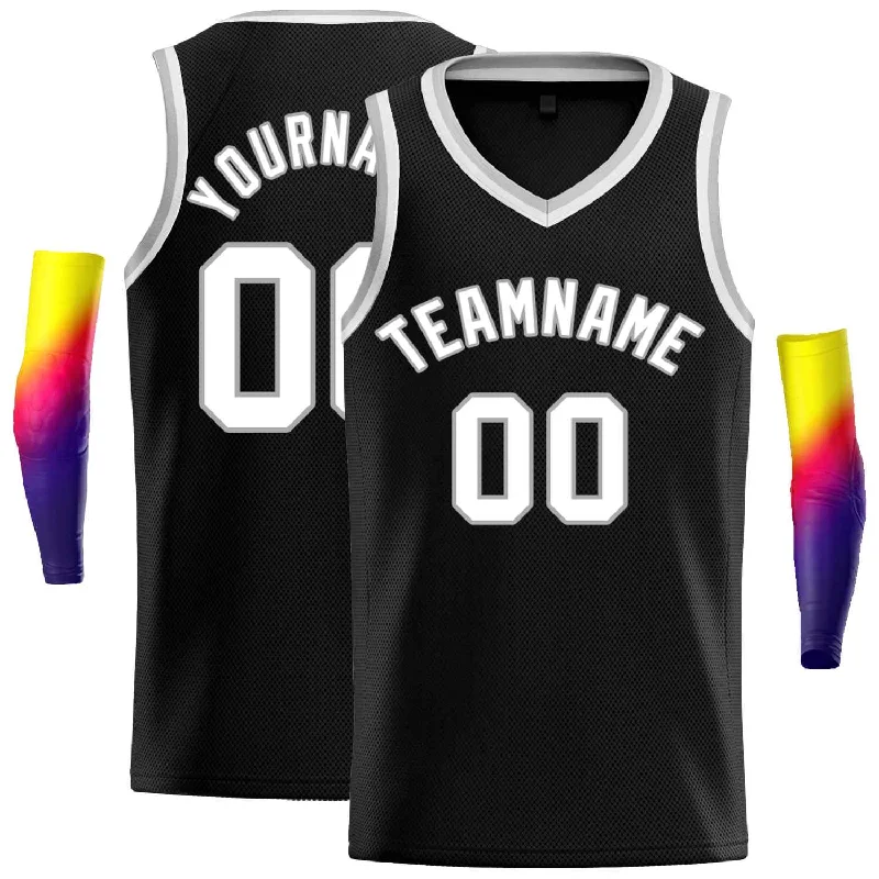 Basketball Jersey for Comfortable and Stylish Look-Custom Black White-Gray Classic Tops Men Casual Basketball Jersey