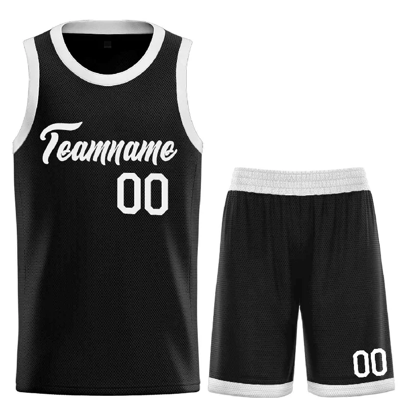 Basketball Jersey with Comfortable Design for Players-Custom Black White Heal Sports Uniform Classic Sets Basketball Jersey