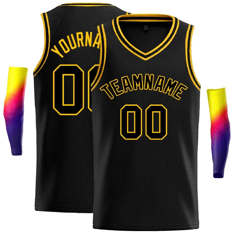 Basketball Jersey for All Ages and Levels of Play-Custom Black White-Yellow Classic Tops Men Casual Basketball Jersey