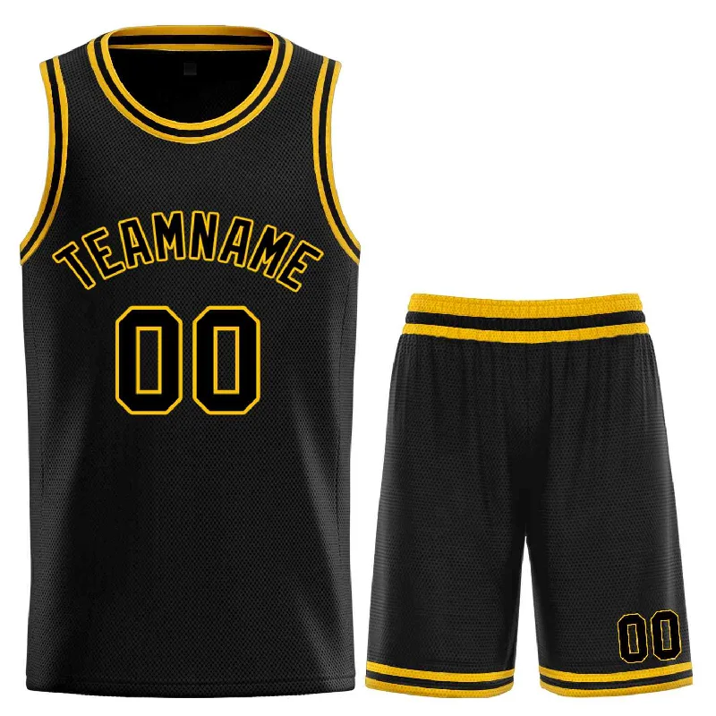 Basketball Jersey for Maximum Comfort and Flexibility-Custom Black Yellow-Classic Sets Curved Basketball Jersey