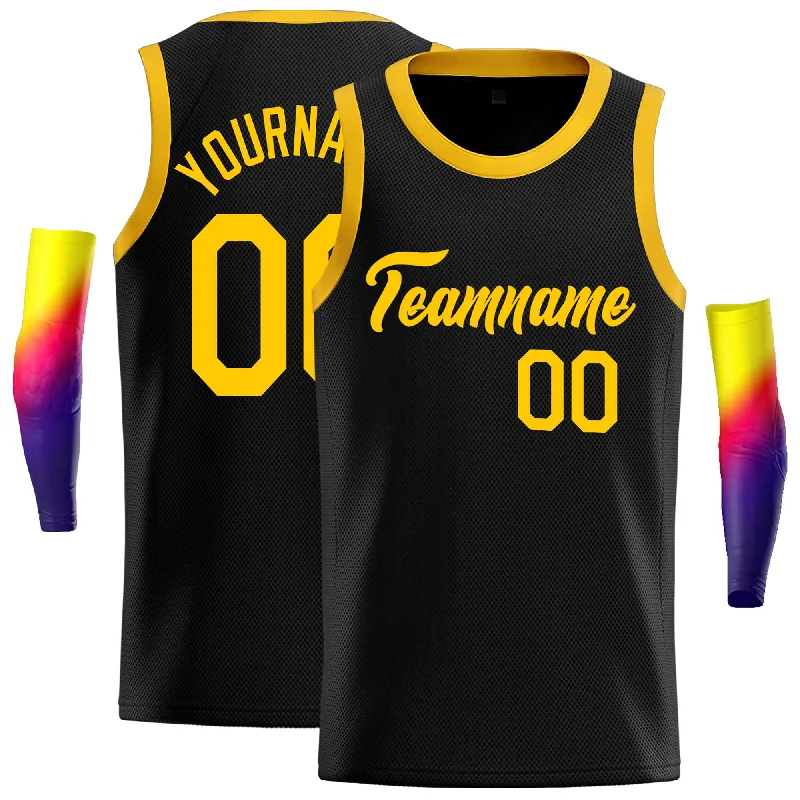 Basketball Jersey with Breathable Fabric for Hot Weather-Custom Black Yellow Classic Tops Casual Basketball Jersey