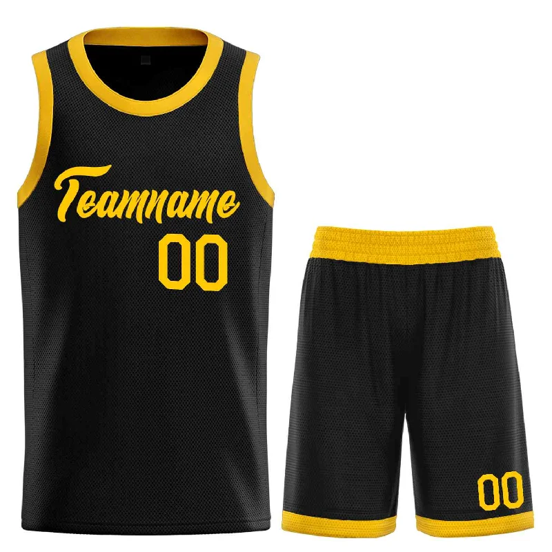 Basketball Jersey for Stylish Look and Fit-Custom Black Yellow Heal Sports Uniform Classic Sets Basketball Jersey