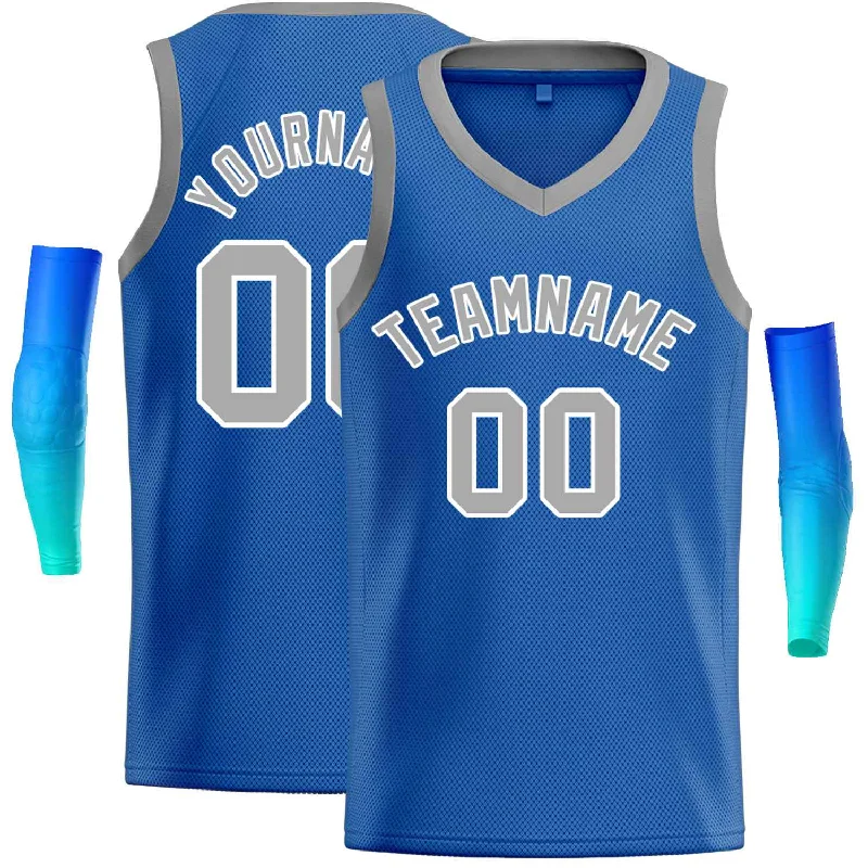 Basketball Jersey with Special Stretch Panels for Better Fit-Custom Blue Gray-White Classic Tops Men Casual Basketball Jersey