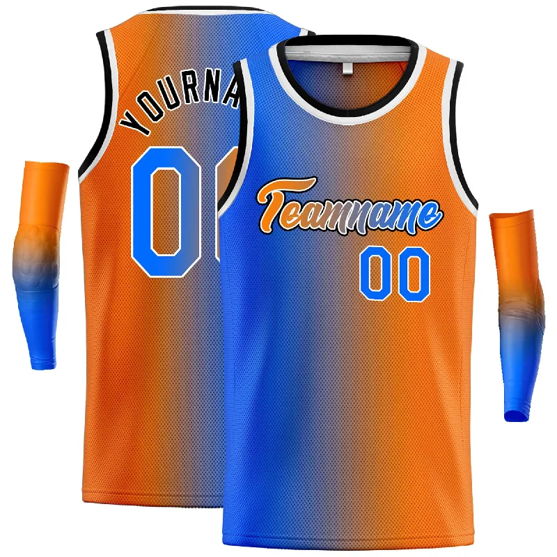 Basketball Jersey for Training and Matches-Custom Blue Orange Black-Orange Gradient Fashion Tops Heal Basketball Jersey