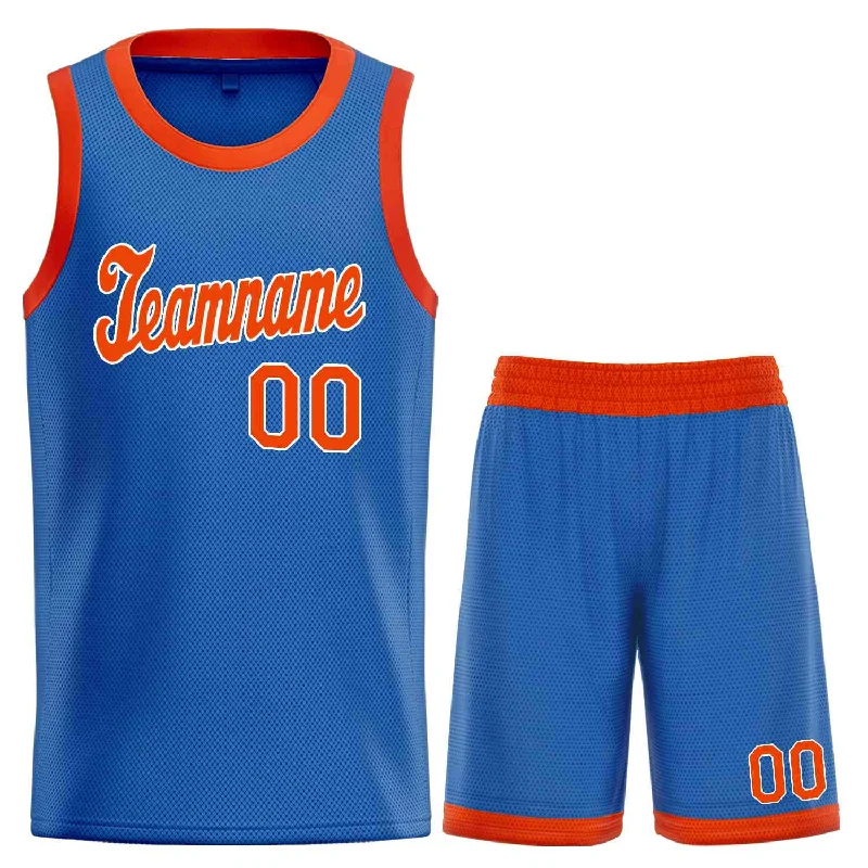 Basketball Jersey for Comfortable Design and Fit-Custom Blue Orange-White Classic Sets Sports Uniform Basketball Jersey