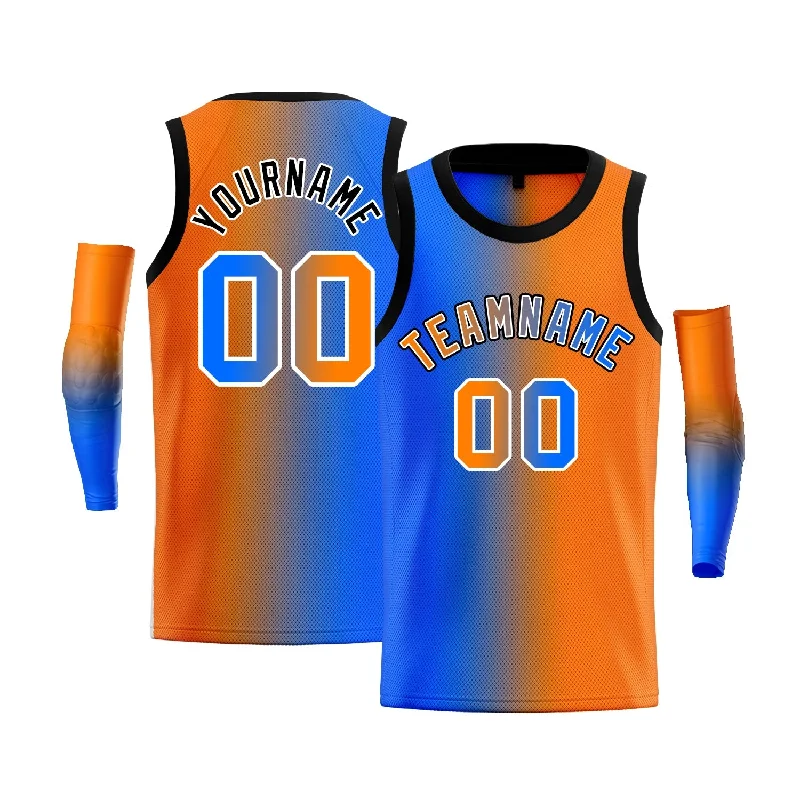 Basketball Jersey for Pro-Level Comfort and Performance-Custom Blue Orange-White Gradient Fashion Tops Basketball Jersey