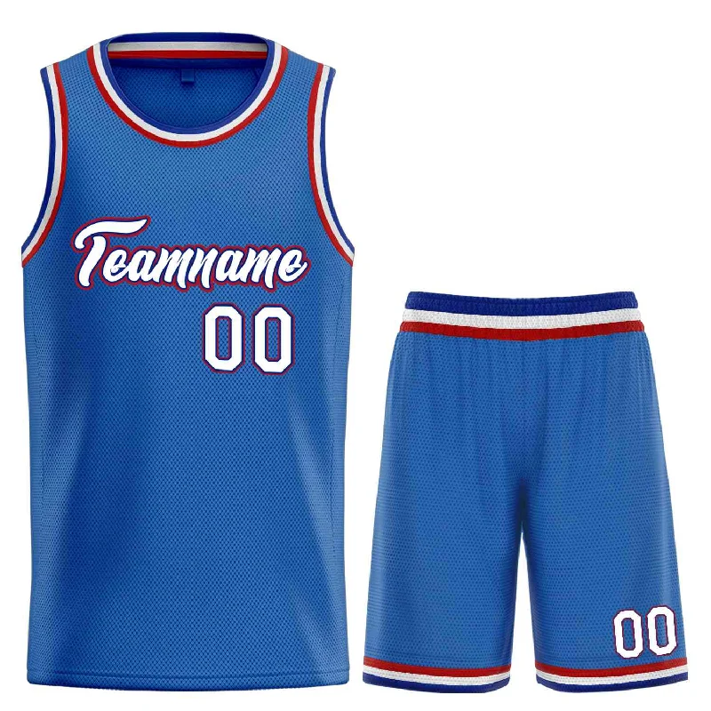 Basketball Jersey with Sweat-Wicking and Quick-Dry Features-Custom Blue White-Red Heal Sports Uniform Classic Sets Basketball Jersey