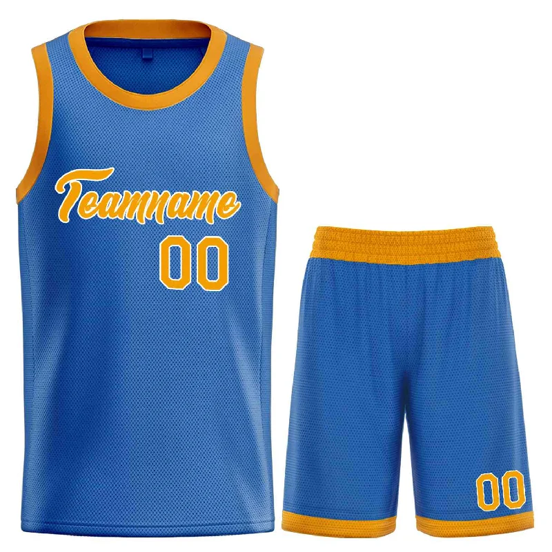 Basketball Jersey for All Ages and Levels of Play-Custom Blue Yellow-White Heal Sports Uniform Classic Sets Basketball Jersey