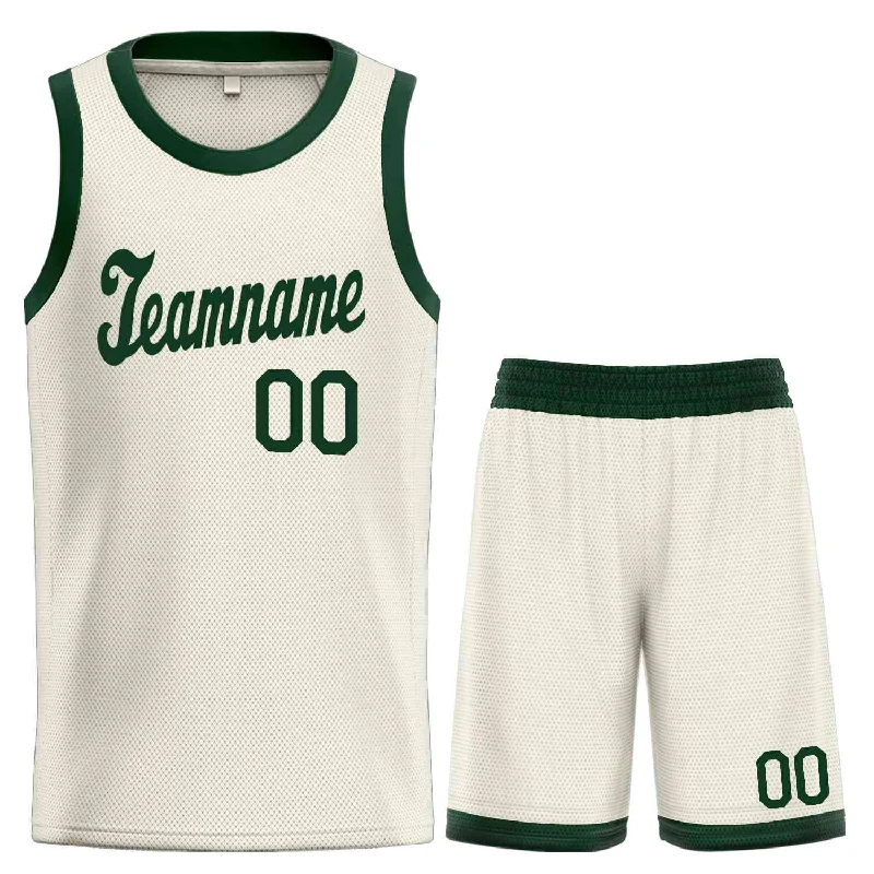 Basketball Jersey for Flexible, Fast Play on the Court-Custom Cream Green Classic Sets Sports Uniform Basketball Jersey