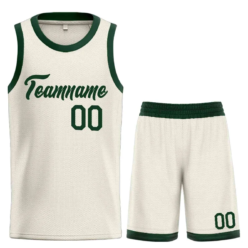 Basketball Jersey for All-Weather Performance-Custom Cream Hunter Green Heal Sports Uniform Classic Sets Basketball Jersey