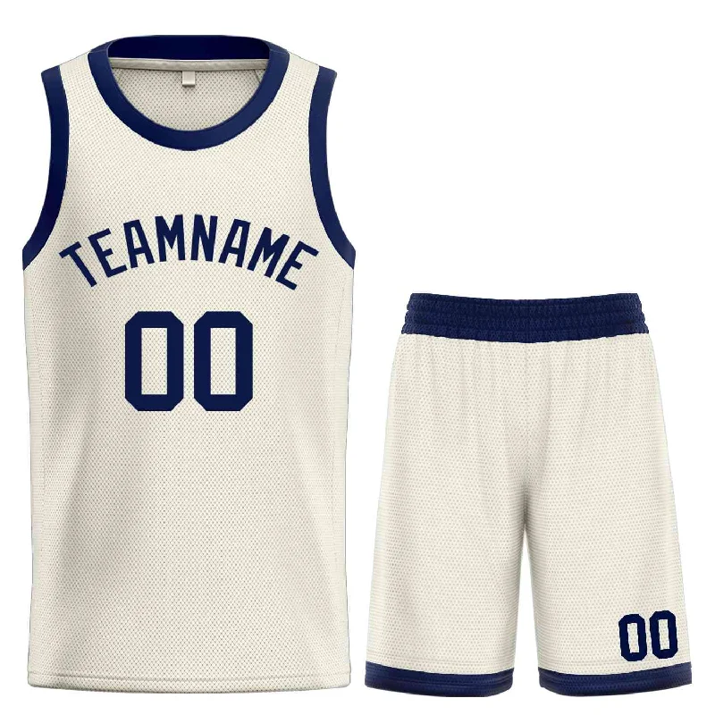 Basketball Jersey for Comfortable Play in All Seasons-Custom Cream Navy Classic Sets Bull Basketball Jersey