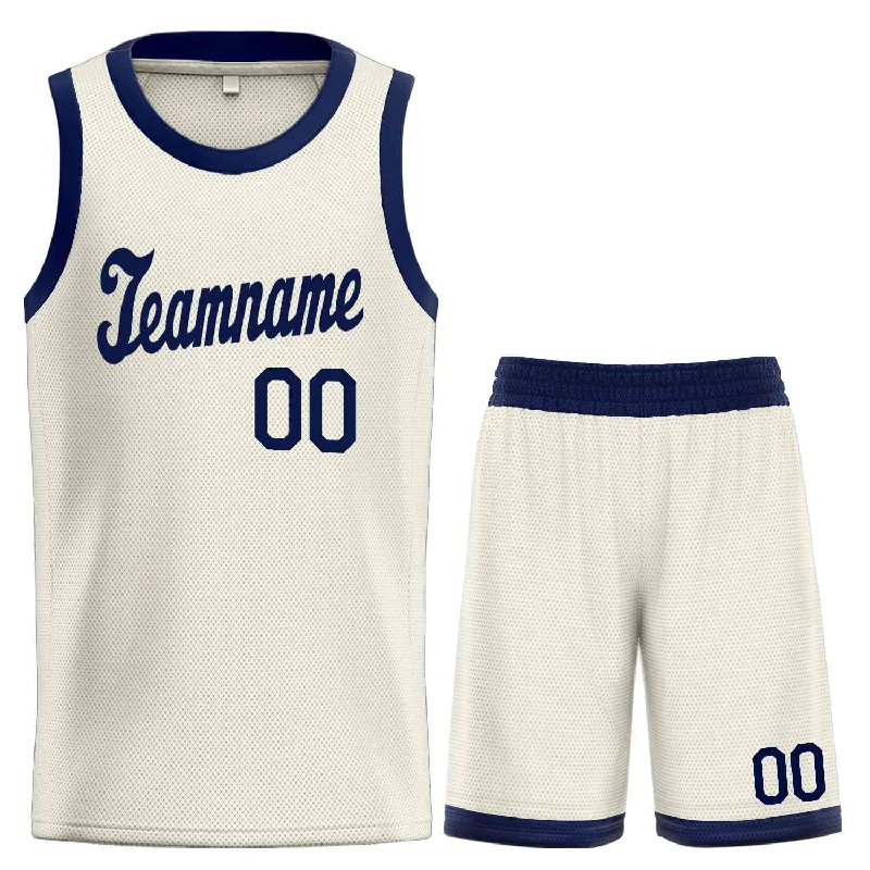 Basketball Jersey with Extra Stretch for Comfort and Fit-Custom Cream Navy Classic Sets Sports Uniform Basketball Jersey