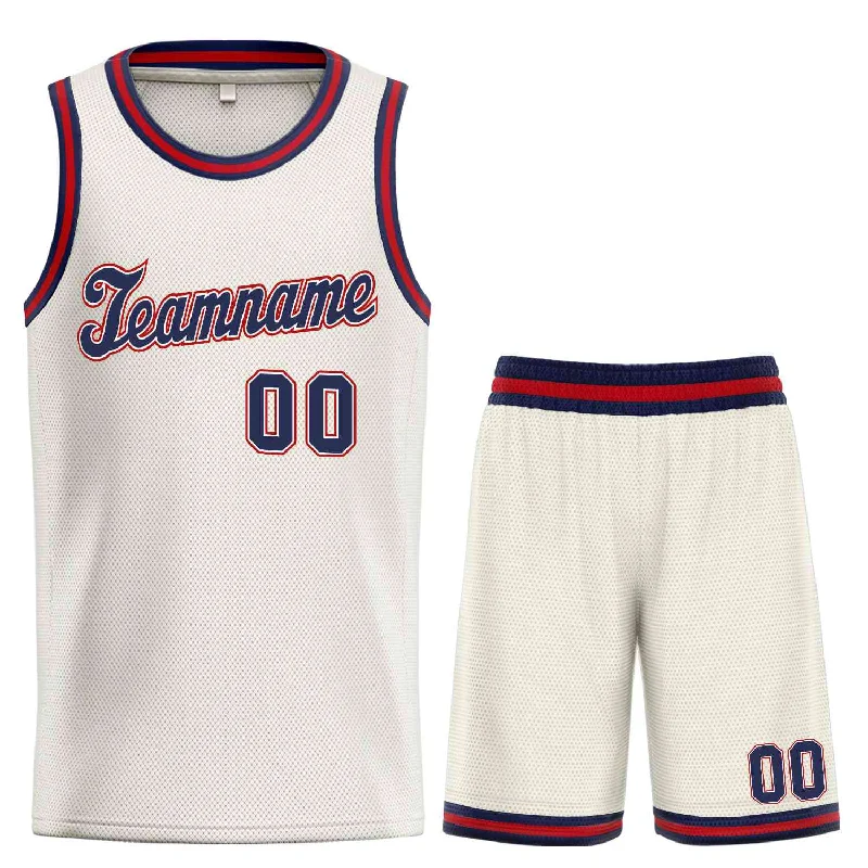 Basketball Jersey for Pro-Level Quality and Style-Custom Cream Navy-Maroon Classic Sets Sports Uniform Basketball Jersey