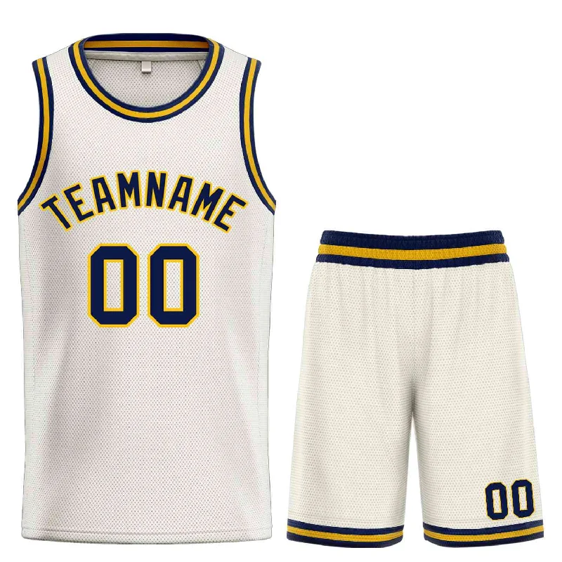 Basketball Jersey for Smooth Fit and Quick Movement-Custom Cream Navy-Yellow Classic Sets Bull Basketball Jersey