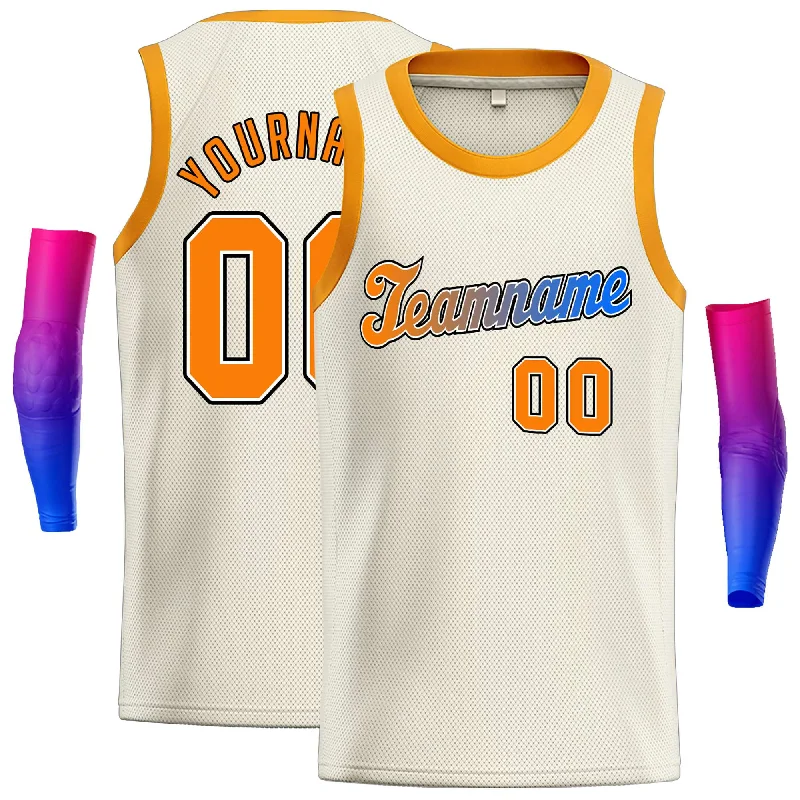 Basketball Jersey for Professional Performance and Comfort-Custom Cream Orange-Black Classic Tops Casual Basketball Jersey