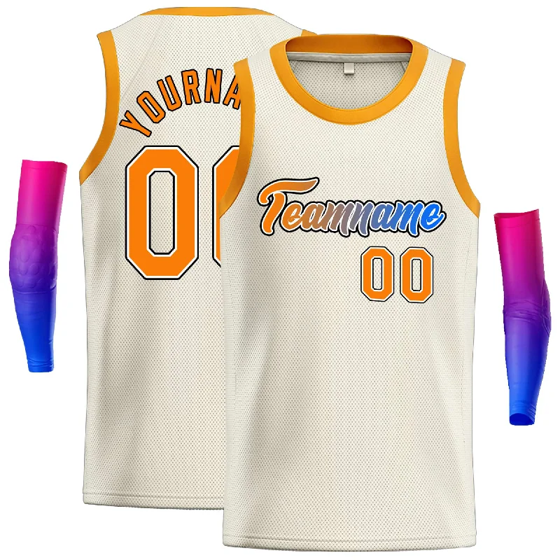 Basketball Jersey for Reliable Fit and Durability-Custom Cream Orange-Black Classic Tops Casual Basketball Jersey