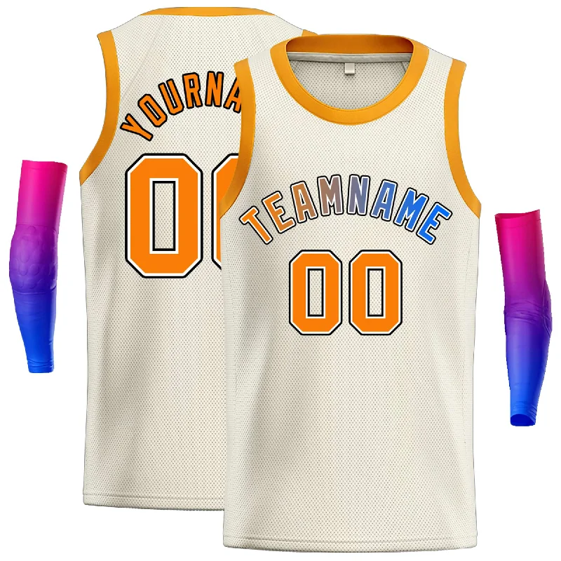 Basketball Jersey for Dynamic Play and Movement-Custom Cream Orange-Black Classic Tops Casual Basketball Jersey