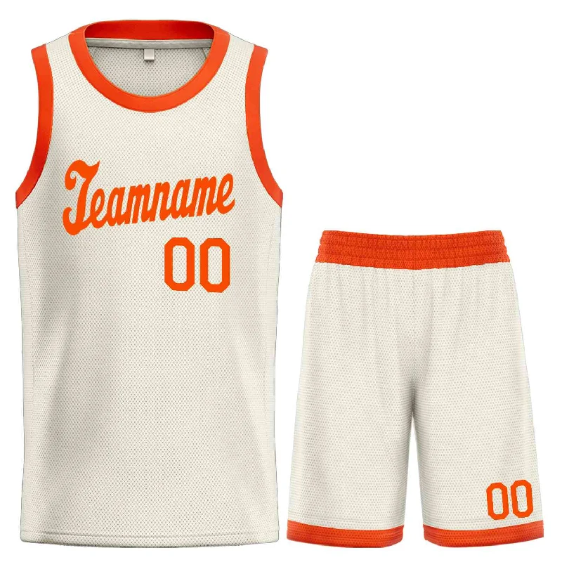 Basketball Jersey for Best Performance and Durability-Custom Cream Orange Classic Sets Sports Uniform Basketball Jersey