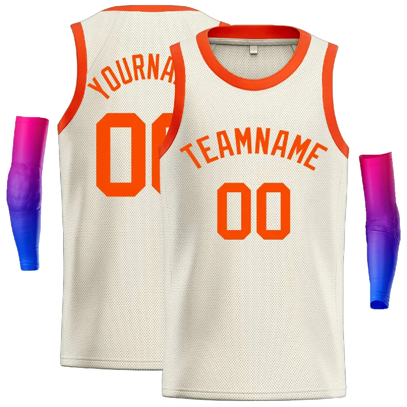 Basketball Jersey for All-Level Players and Teams-Custom Cream Orange Classic Tops Casual Basketball Jersey