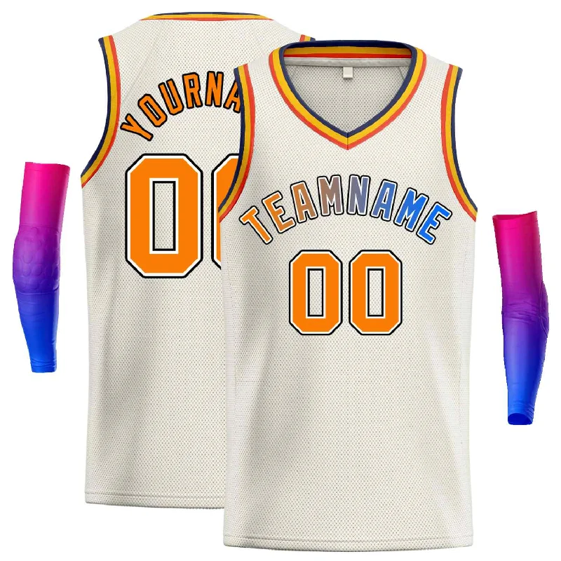 Basketball Jersey with Soft Inner Fabric for Comfort-Custom Cream Orange-Classic Tops Men Casual Basketball Jersey