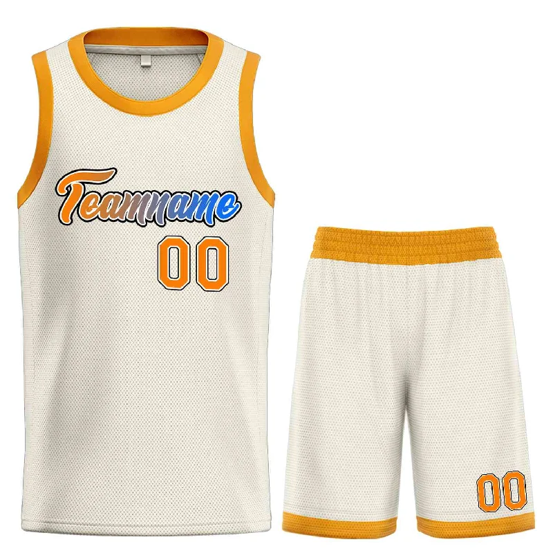 Basketball Jersey for Pro-Style Design and Comfort-Custom Cream Orange Heal Sports Uniform Classic Sets Basketball Jersey