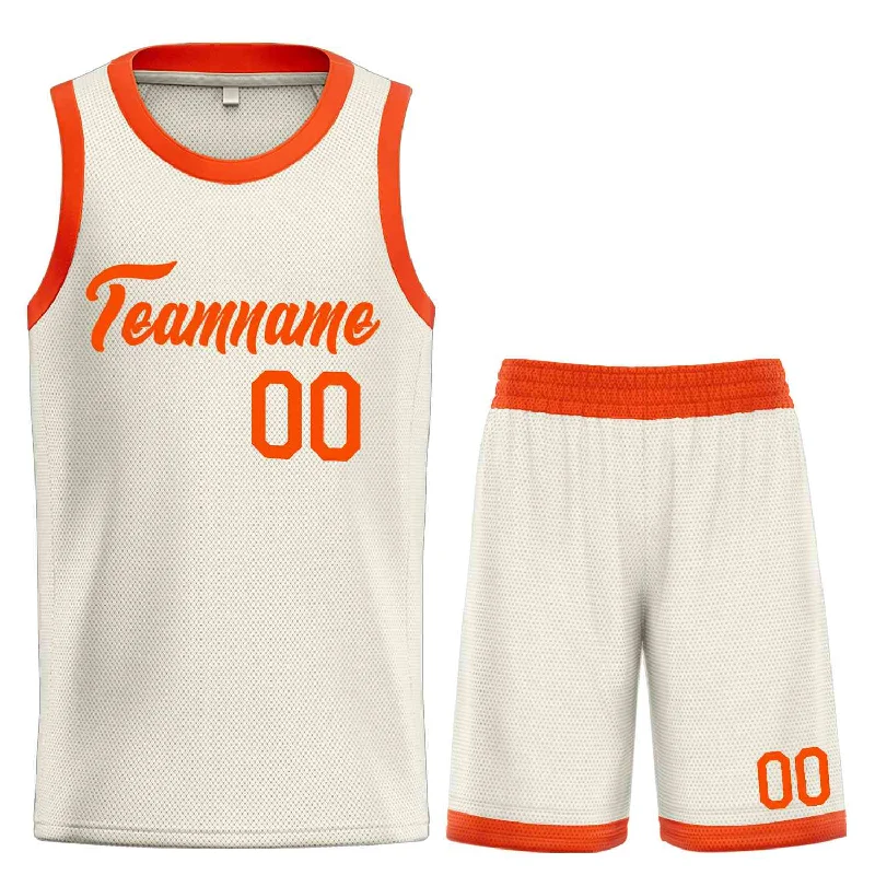 Basketball Jersey for Comfortable Wear in Every Game-Custom Cream Orange Heal Sports Uniform Classic Sets Basketball Jersey