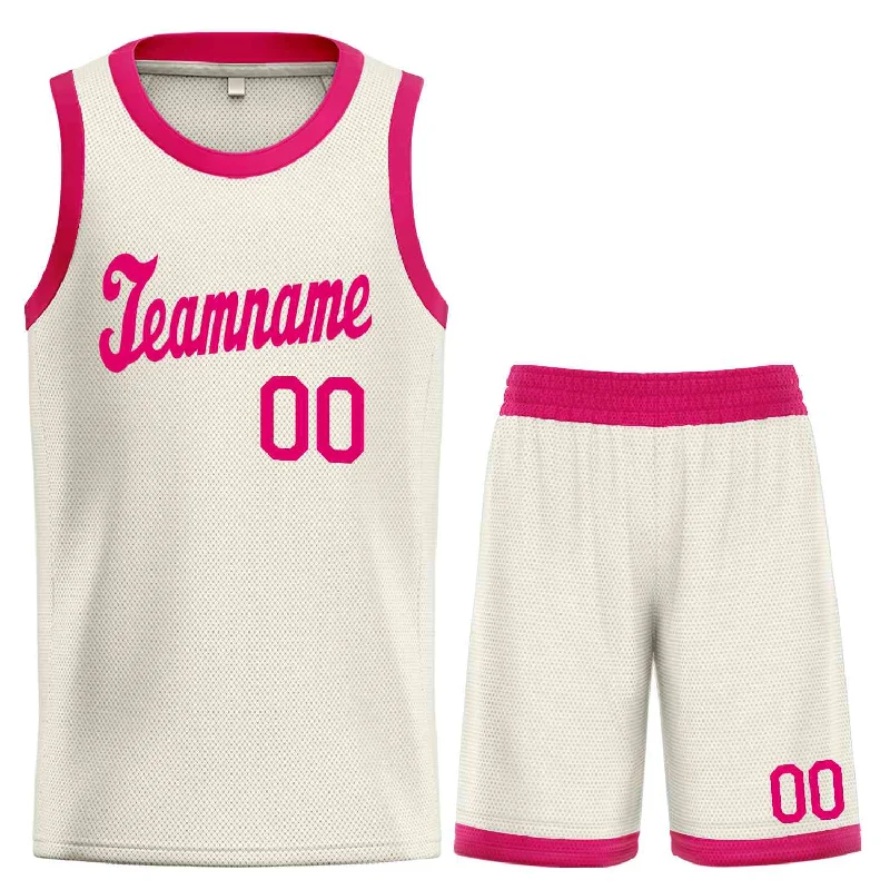 Basketball Jersey for Smooth Fit and Quick Movement-Custom Cream Pink Classic Sets Sports Uniform Basketball Jersey