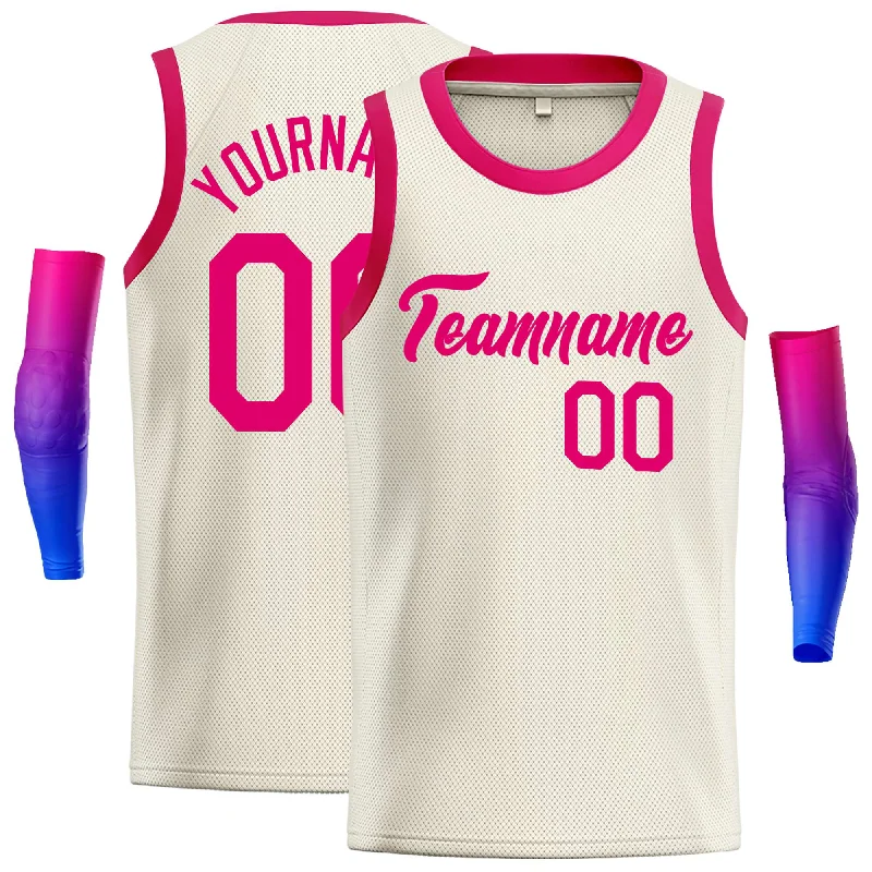 Basketball Jersey for Comfortable, Fast-Paced Games-Custom Cream Pink Classic Tops Casual Basketball Jersey