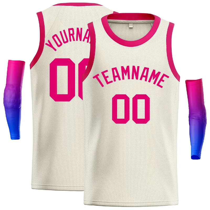 Basketball Jersey for Stylish Look and Fit-Custom Cream Pink Classic Tops Casual Basketball Jersey