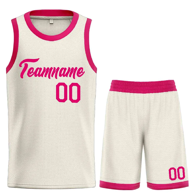 Basketball Jersey with Breathable Mesh for Cool Play-Custom Cream Pink Heal Sports Uniform Classic Sets Basketball Jersey