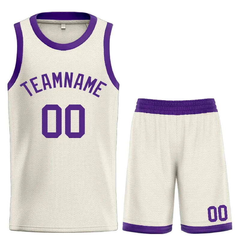 Basketball Jersey for Best Fit and Maximum Comfort-Custom Cream Purple Classic Sets Bull Basketball Jersey