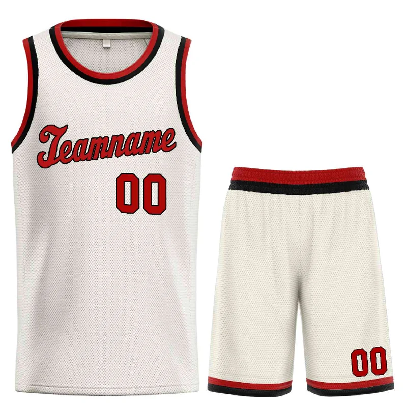 Basketball Jersey for Comfortable Movement During Dribbling-Custom Cream Red-Black Classic Sets Sports Uniform Basketball Jersey