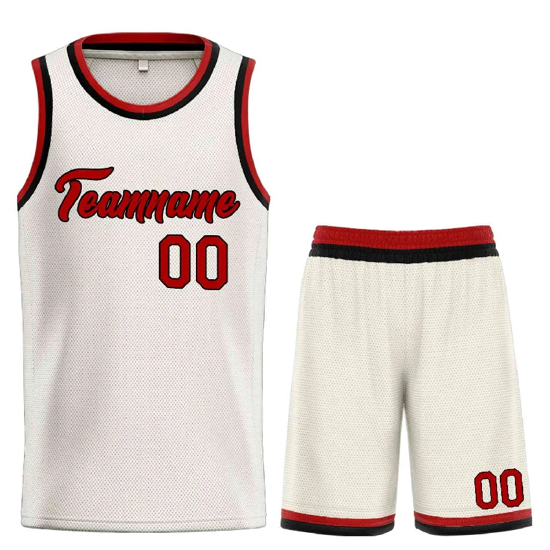 Basketball Jersey with Full Range of Motion for Fast Play-Custom Cream Red-Black Heal Sports Uniform Classic Sets Basketball Jersey