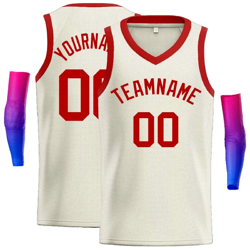 Basketball Jersey for Maximum Comfort During Quick Movements-Custom Cream Red-Classic Tops Men Casual Basketball Jersey