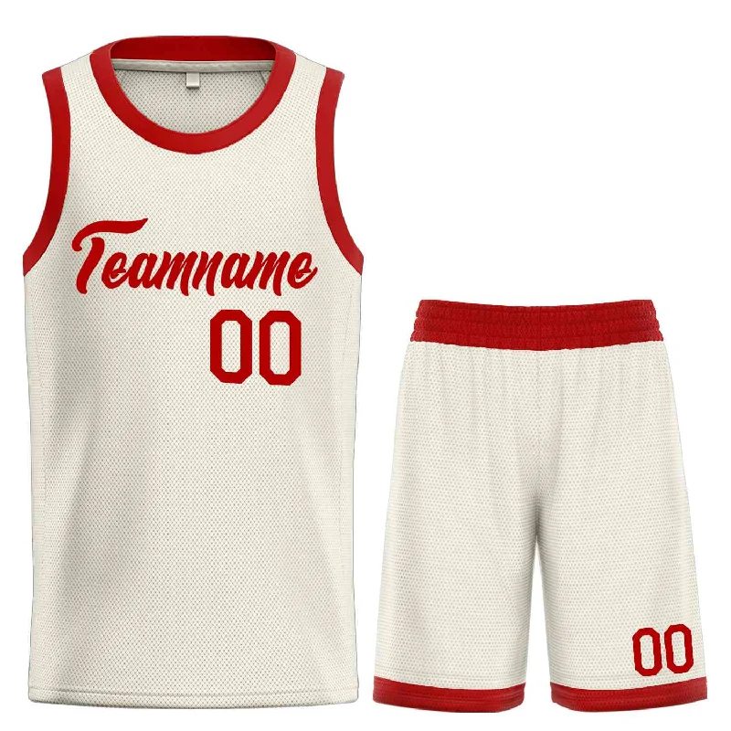 Basketball Jersey for Better Performance in High-Pressure Situations-Custom Cream Red Heal Sports Uniform Classic Sets Basketball Jersey