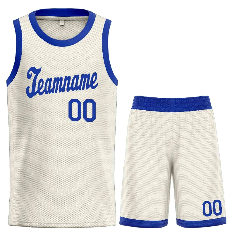 Basketball Jersey with Breathable Fabric for Hot Weather-Custom Cream Royal Classic Sets Sports Uniform Basketball Jersey