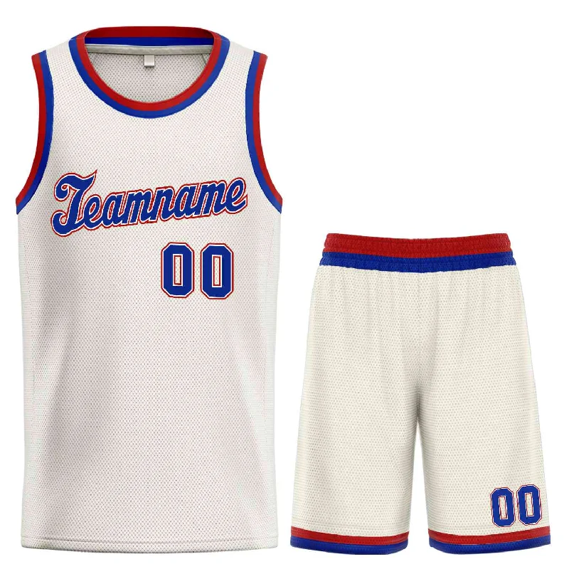 Basketball Jersey for Team-Friendly Customization-Custom Cream Royal-Red Classic Sets Sports Uniform Basketball Jersey