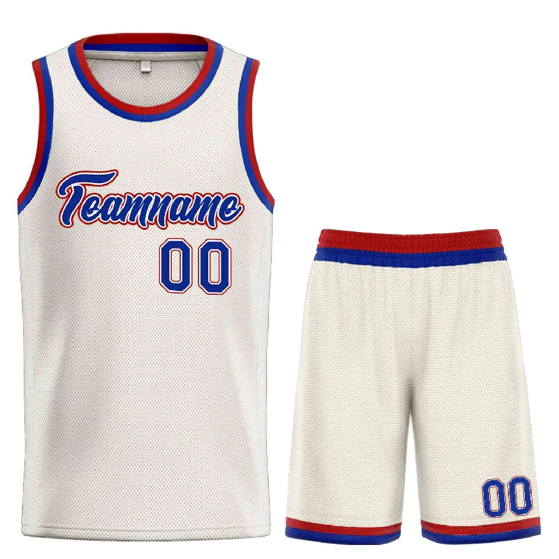 Basketball Jersey for Best Fit and Maximum Comfort-Custom Cream Royal-Red Heal Sports Uniform Classic Sets Basketball Jersey