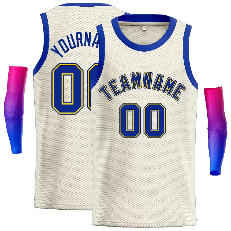 Basketball Jersey for Comfortable and Fast-Paced Play-Custom Cream Royal-Yellow Classic Tops Casual Basketball Jersey